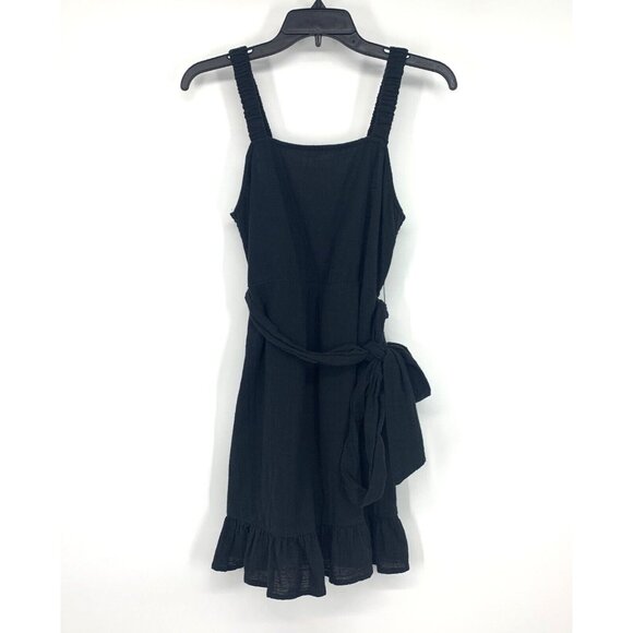 Billabong Sincerely Jules Dress Black Tie Waist Ruffle Mini - Picture 3 of 12